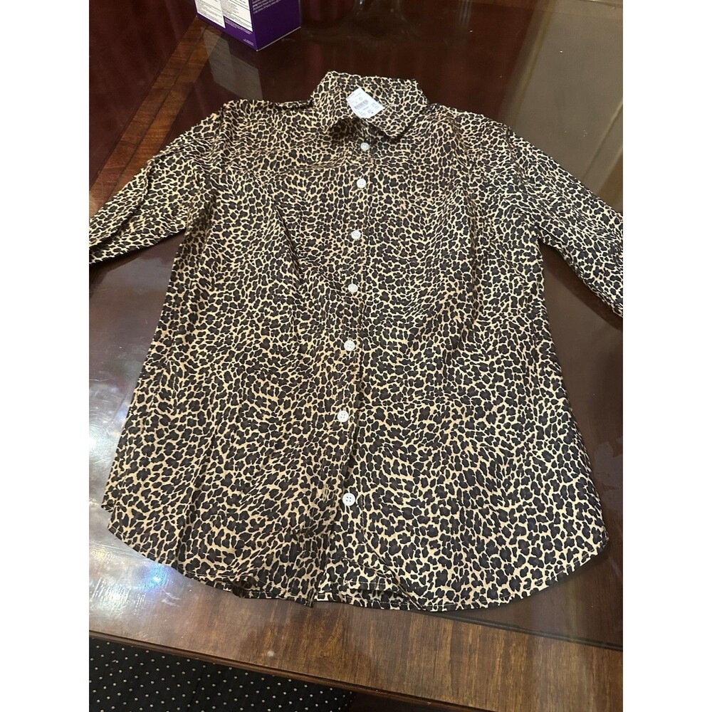 J.Crew Leopard Mobwife Career Long Sleeves Button Down Shirt Size S Cotton NWT